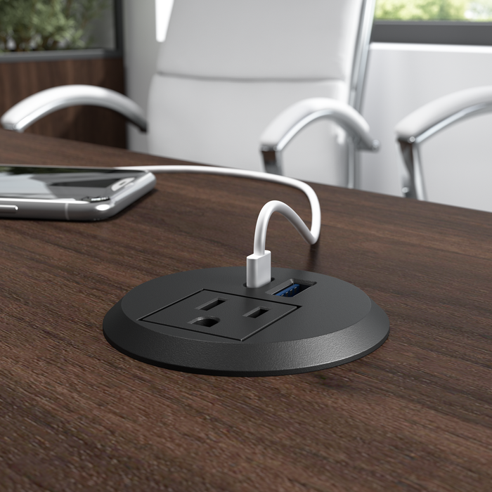 2-inch Desktop Power Grommet with AC Outlet and USB-A/USB-C Ports