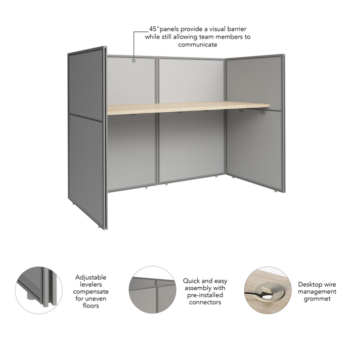 Easy Office 60W Cubicle Desk Workstation with 45H Closed Panels
