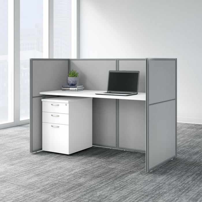 Easy Office 60W Cubicle Desk with File Cabinet and 45H Closed Panels Workstation