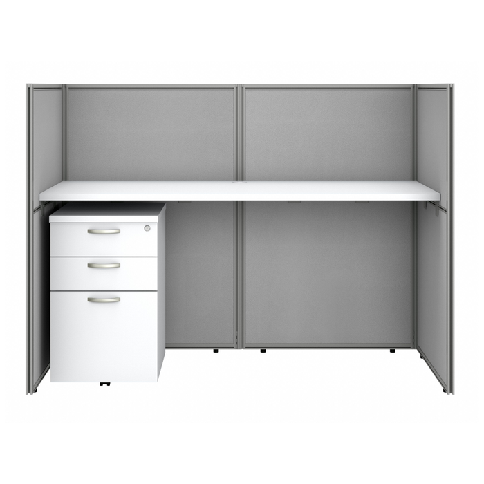 Easy Office 60W Cubicle Desk with File Cabinet and 45H Closed Panels Workstation