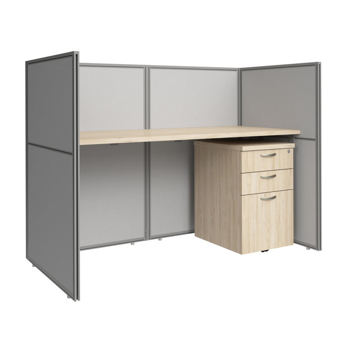 Easy Office 60W Cubicle Desk with File Cabinet and 45H Closed Panels Workstation
