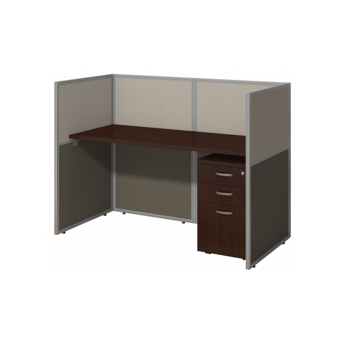 Easy Office 60W Cubicle Desk with File Cabinet and 45H Closed Panels Workstation
