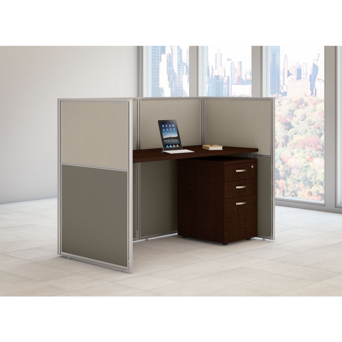Easy Office 60W Cubicle Desk with File Cabinet and 45H Closed Panels Workstation