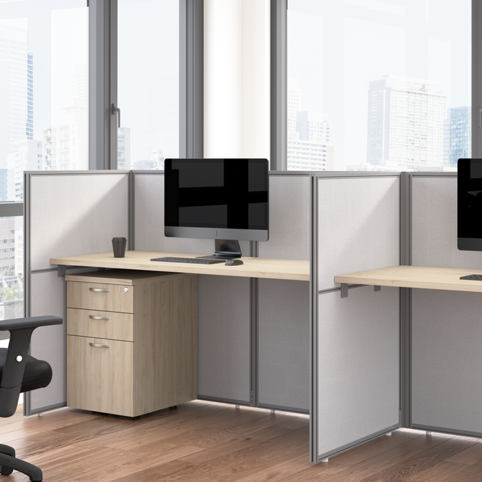 Easy Office 60W Cubicle Desk with File Cabinet and 45H Closed Panels Workstation
