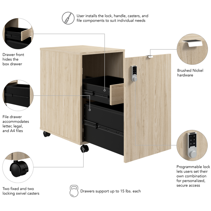 Assure Mobile File Cabinet with Drawers and Keypad Lock