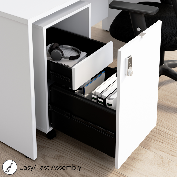 Assure Mobile File Cabinet with Drawers and Keypad Lock