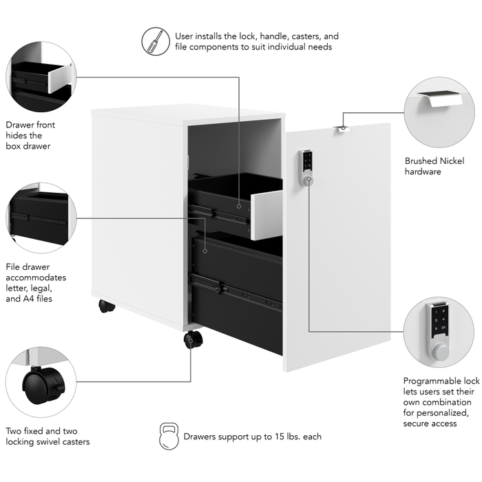 Assure Mobile File Cabinet with Drawers and Keypad Lock