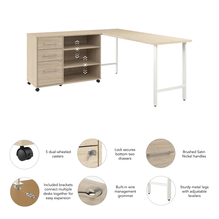 Hustle 72W x 24D Computer Desk and Storage Cabinet with Drawers and Shelves