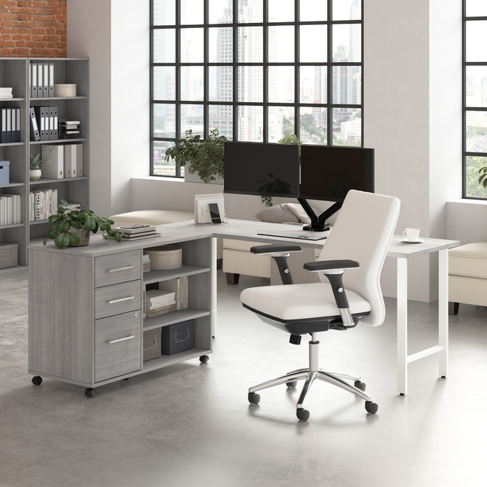Hustle 72W x 24D Computer Desk and Storage Cabinet with Drawers and Shelves
