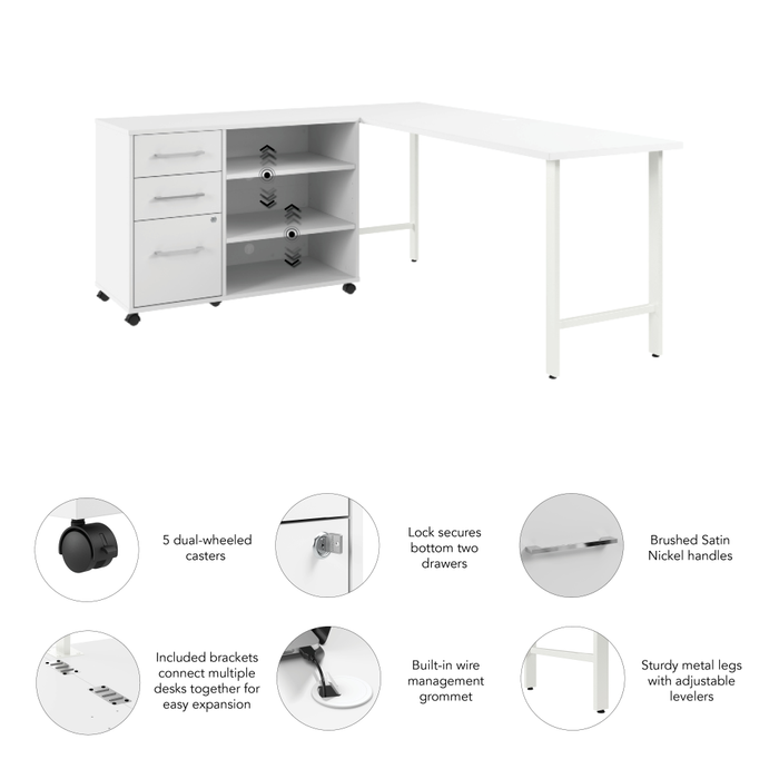 Hustle 72W x 24D Computer Desk and Storage Cabinet with Drawers and Shelves