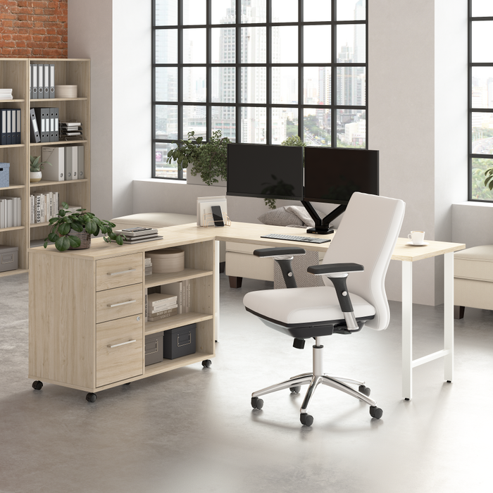 Hustle 72W x 24D Computer Desk and Storage Cabinet with Drawers and Shelves