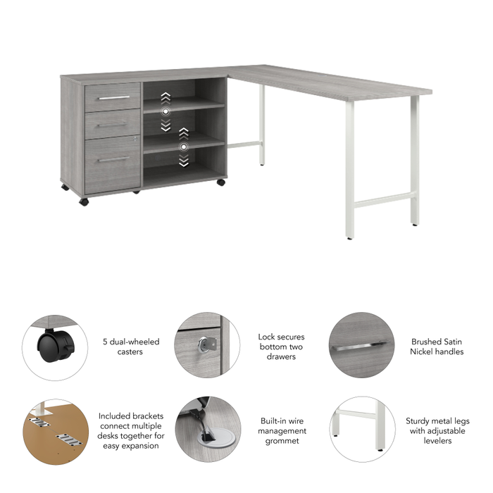 Hustle 72W x 24D Computer Desk and Storage Cabinet with Drawers and Shelves