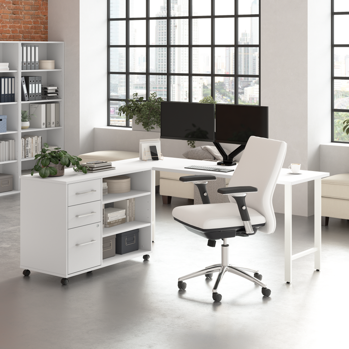 Hustle 72W x 24D Computer Desk and Storage Cabinet with Drawers and Shelves
