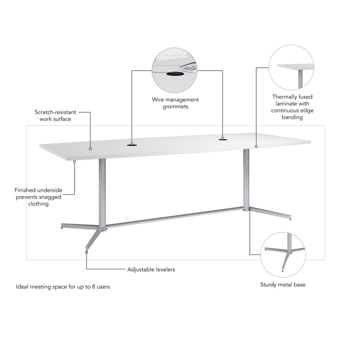 96-inch Office Conference Table with Metal Base