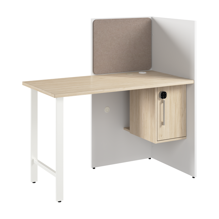 Hustle 48-inch Cubicle Desk for Office with Locking Storage Cabinet