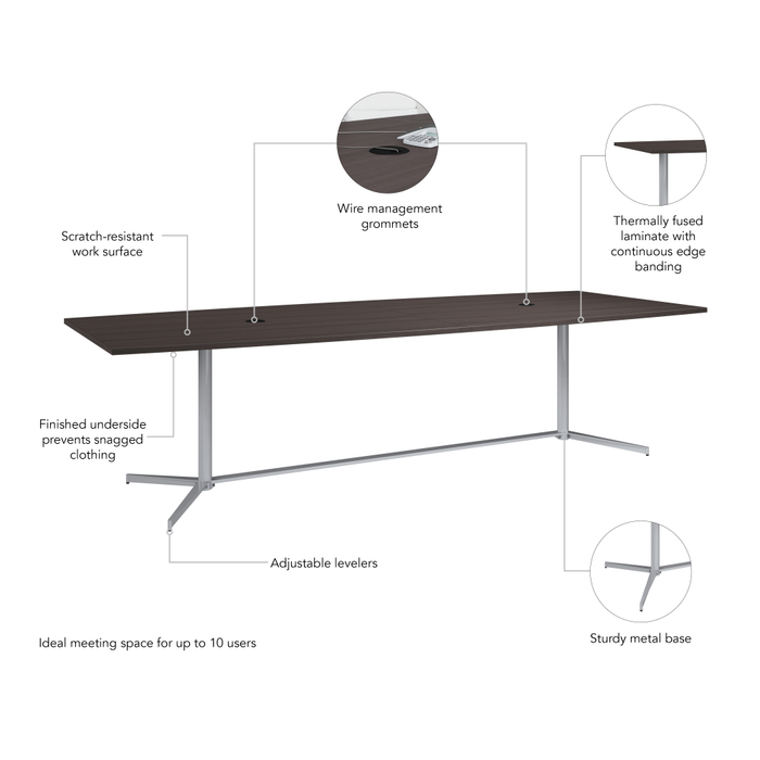 120-inch Office Conference Table with Metal Base