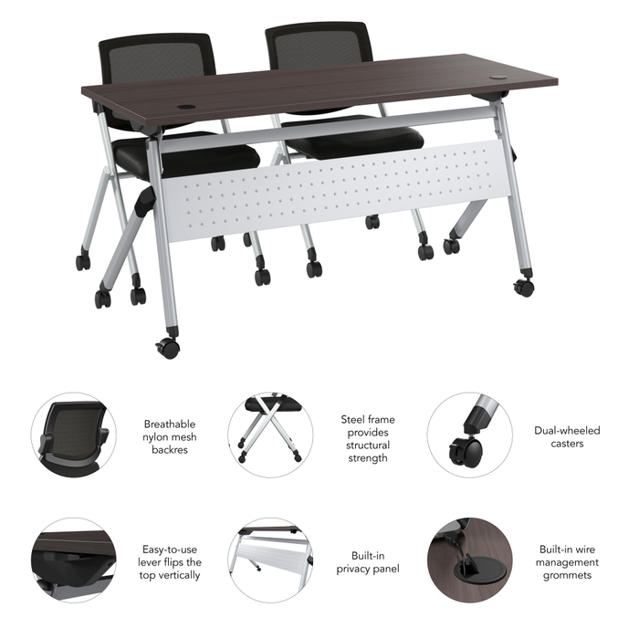 Envision 60W Folding Training Table and 2 Folding Chairs