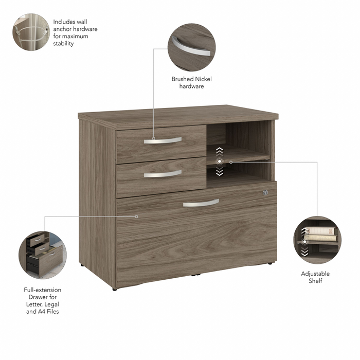 Hybrid Office Storage Cabinet with Drawers and Shelves