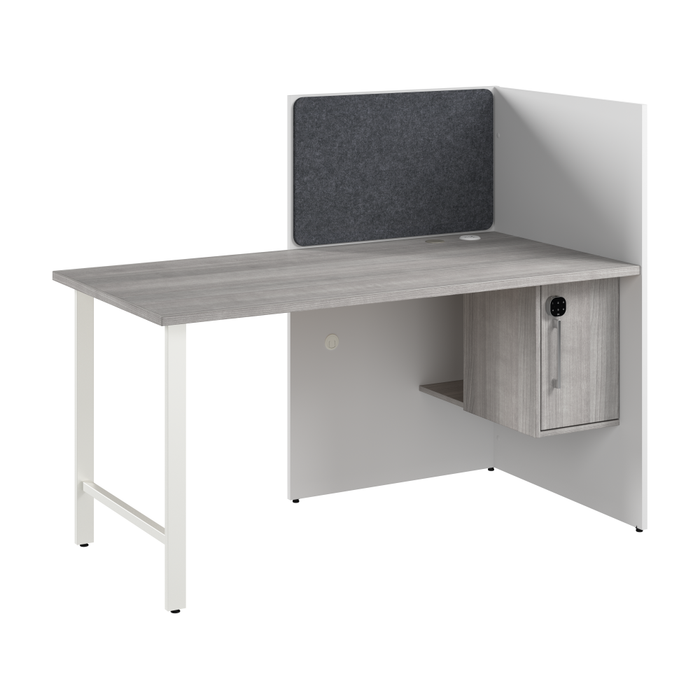 Hustle 60-inch Cubicle Desk for Office with Locking Storage Cabinet
