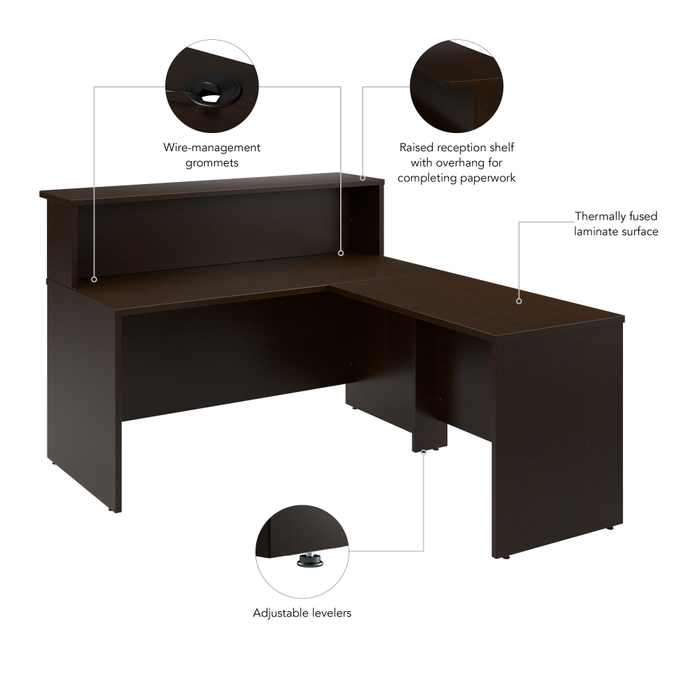 Arrive 60W x 72D L Shaped Reception Desk with Shelf