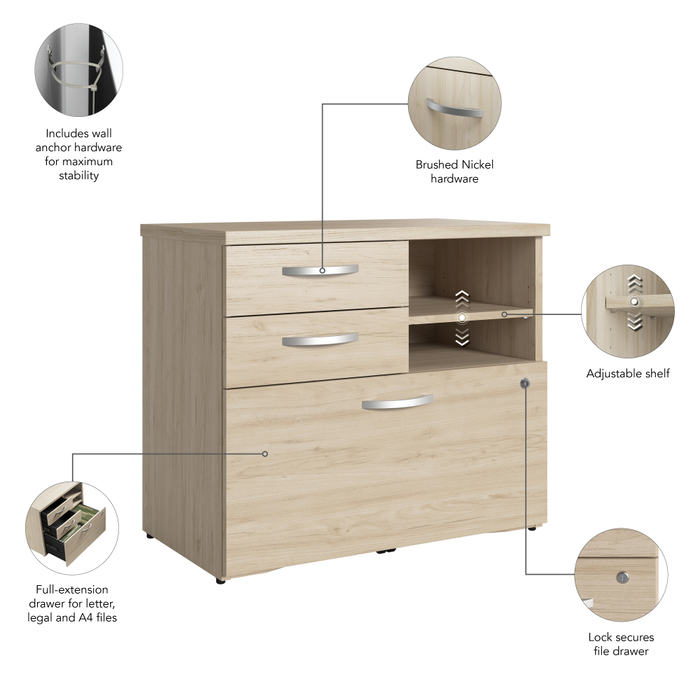 Studio C Office Storage Cabinet with Drawers and Shelves