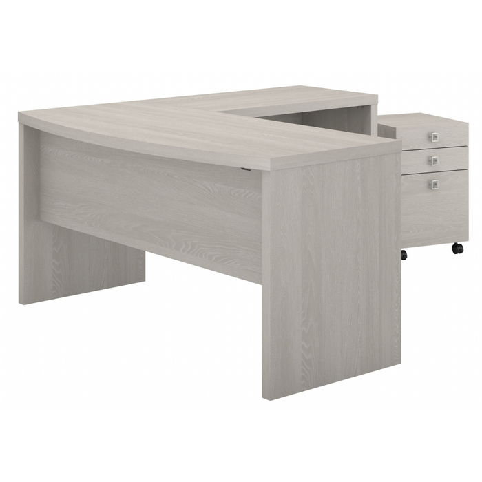 Echo L Shaped Bow Front Desk with Mobile File Cabinet