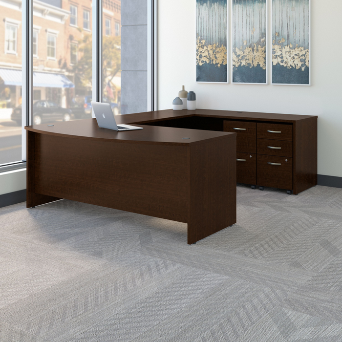 Series C 72W x 36D Bow Front U Shaped Desk with Mobile File Cabinets