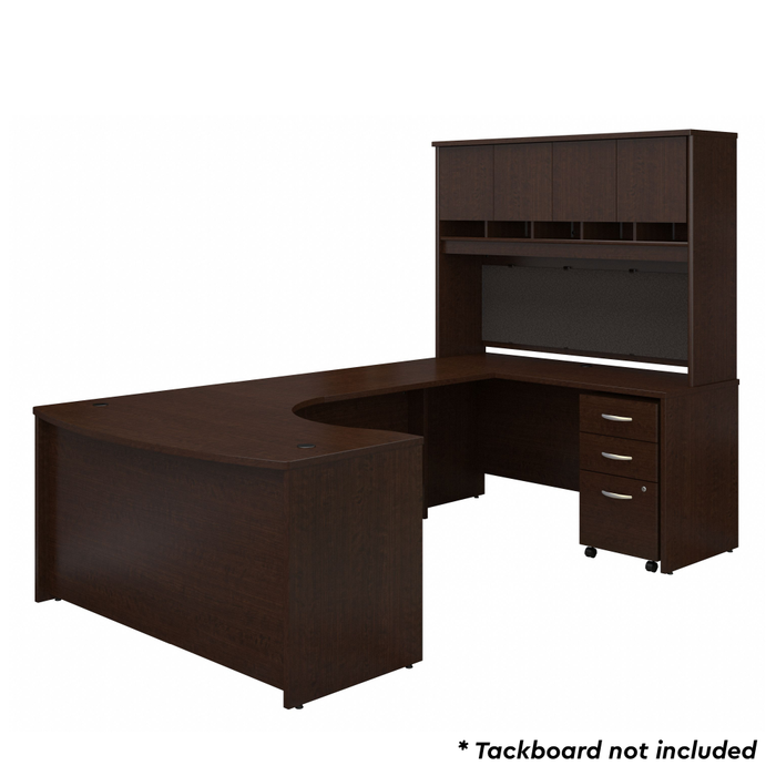 Series C 60W Right Handed Bow Front U Shaped Desk with Hutch and Storage