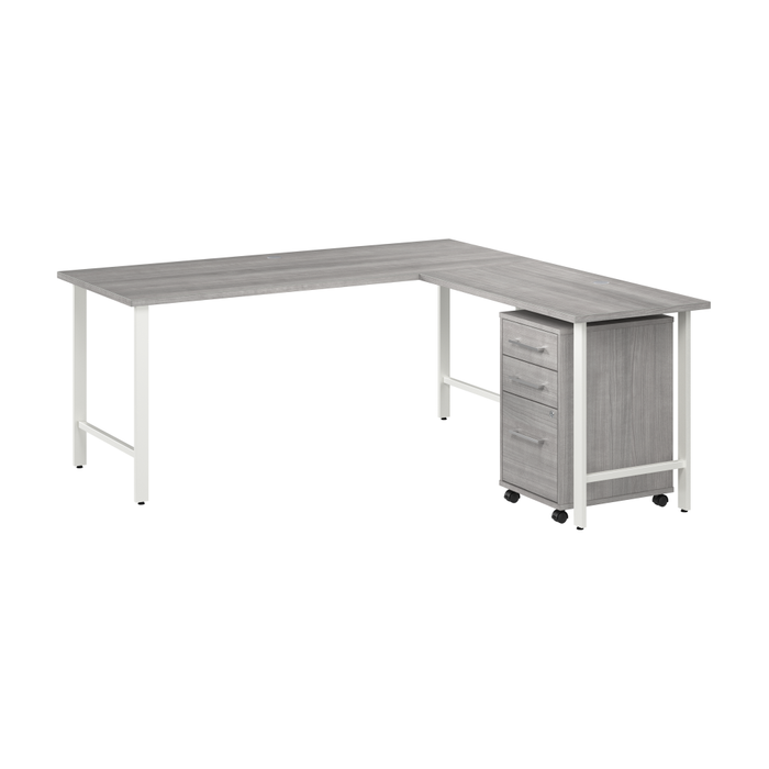Hustle 72W x 30D L Shaped Computer Desk with 3 Drawer Mobile File Cabinet