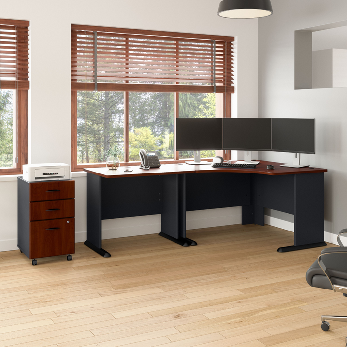 Series A 48W Corner Desk with 36W Return and Mobile File Cabinet