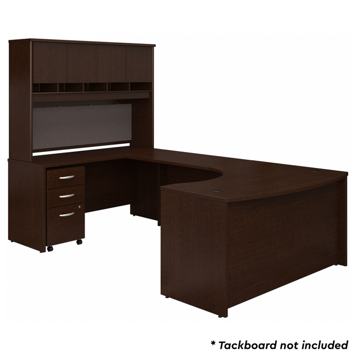 Series C 60W Left Handed Bow Front U Shaped Desk with Hutch and Storage