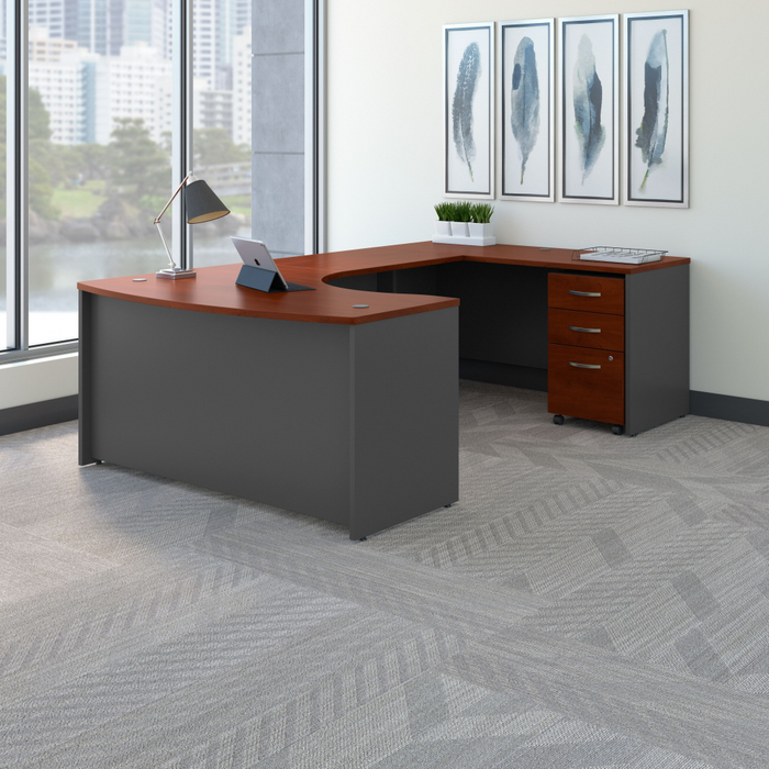 Series C 60W Right Handed Bow Front U Shaped Desk with Mobile File Cabinet