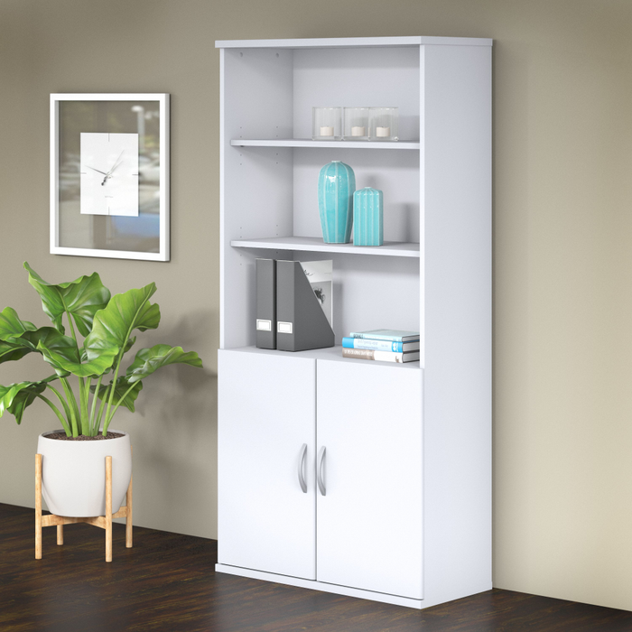 Studio C Tall 5 Shelf Bookcase with Doors