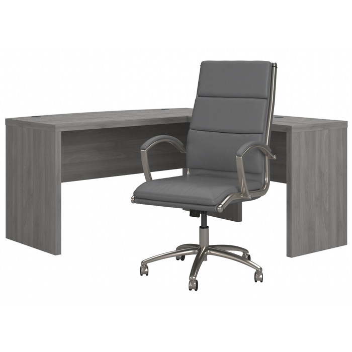 Echo L Shaped Bow Front Desk with High Back Chair