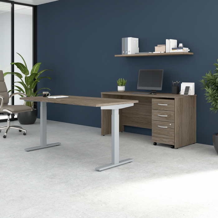 Studio C 60W x 30D Height Adjustable Standing Desk, Credenza and Mobile File Cabinet