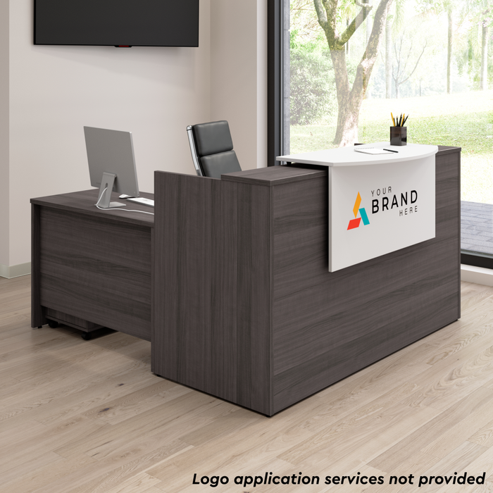 Arrive 72W x 72D L Shaped Reception Desk with Counter and Mobile File Cabinet