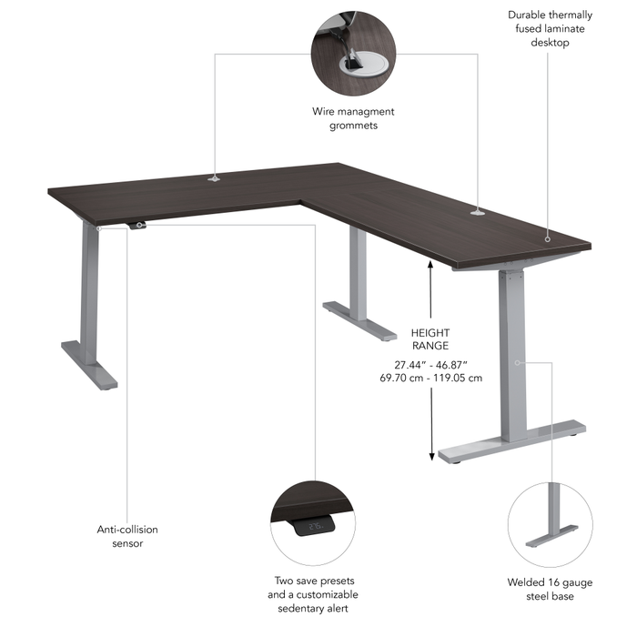 Move 60 Series 60W Height Adjustable L Shaped Standing Desk