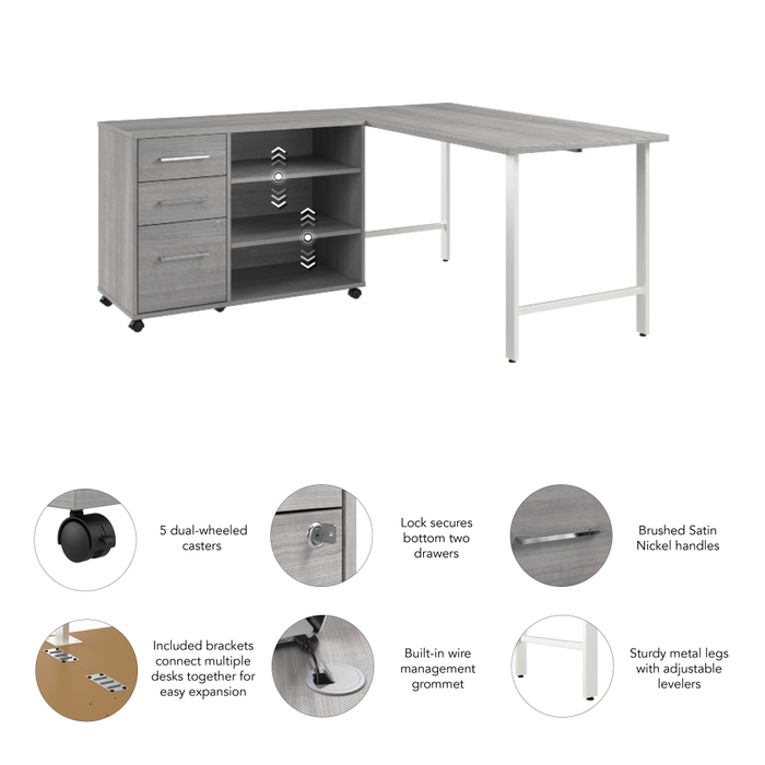 Hustle 60W x 30D Computer Desk and Storage Cabinet with Drawers and Shelves