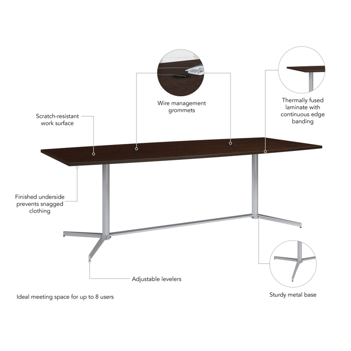 96-inch Office Conference Table with Metal Base
