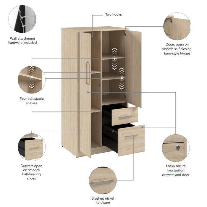 Vista Wardrobe Cabinet with Drawers