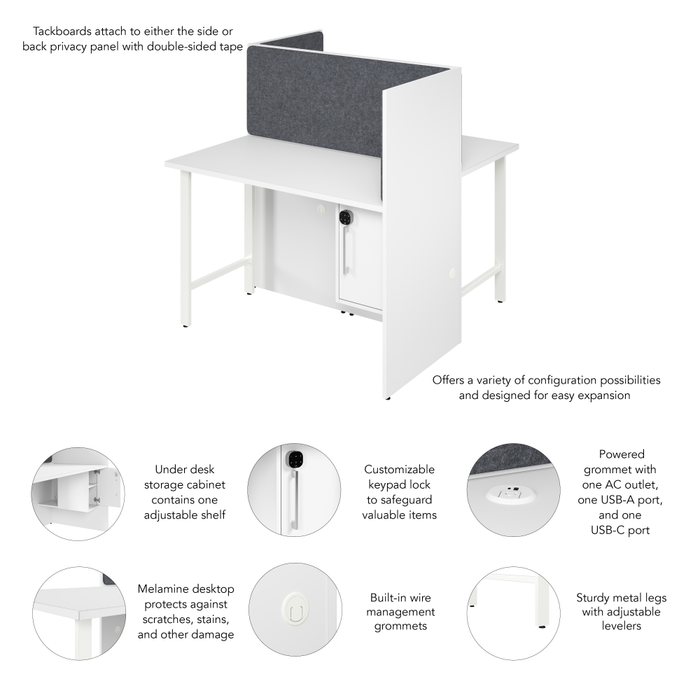 Hustle 48-inch 2 Person Office Cubicles with Locking Storage and Large Tackboards