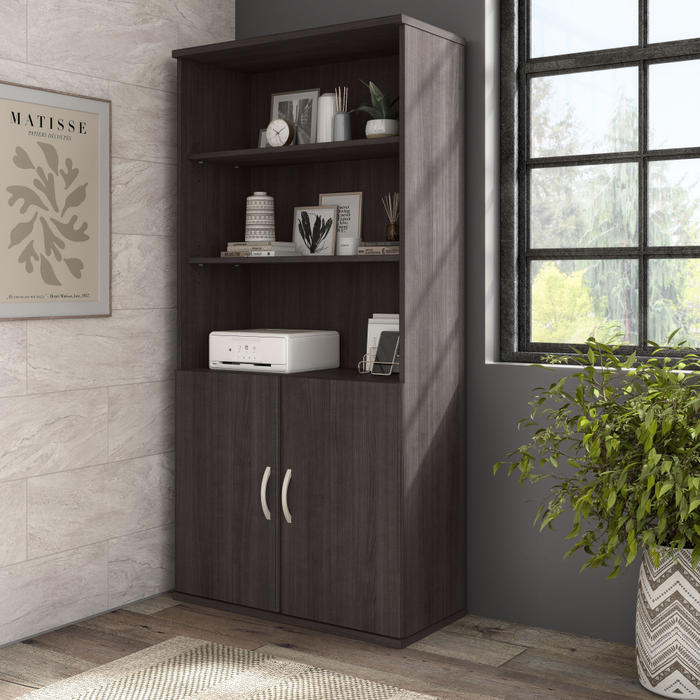 Hybrid Tall 5 Shelf Bookcase with Doors