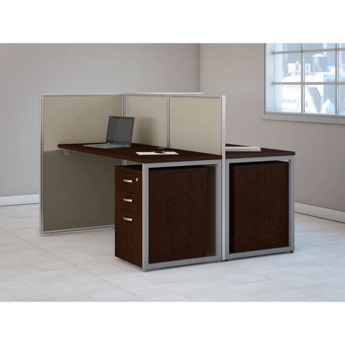 Easy Office 60W 2 Person Cubicle Desk with File Cabinets and 45H Panels