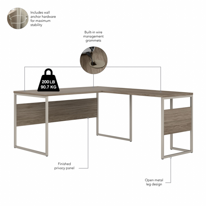 Hybrid 60W x 30D L Shaped Table Desk with Mobile File Cabinet