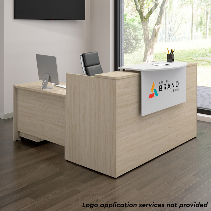 Arrive 72W x 72D L Shaped Reception Desk with Counter and Mobile File Cabinet