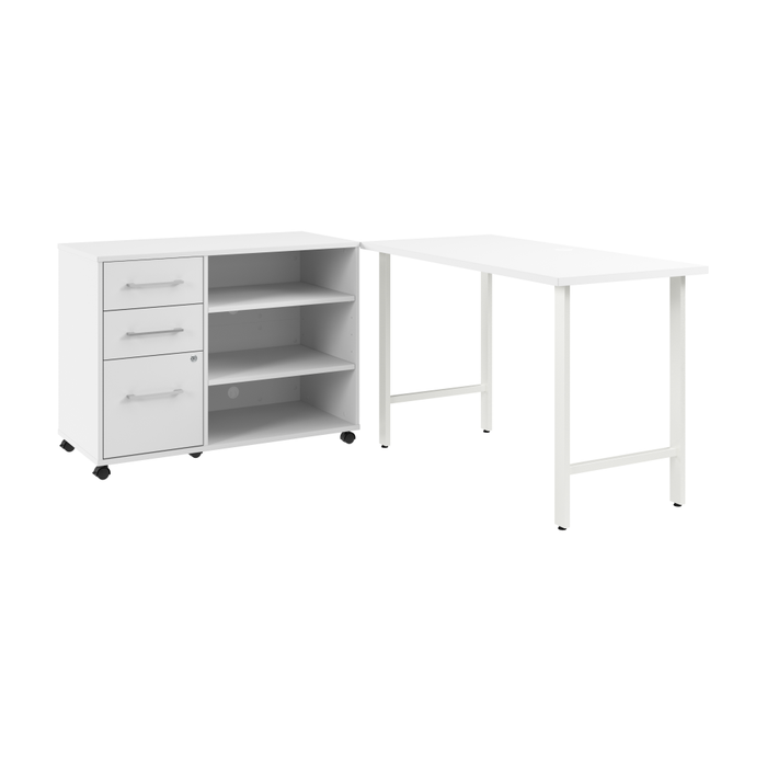 Hustle 48W x 24D Computer Desk and Storage Cabinet with Drawers and Shelves