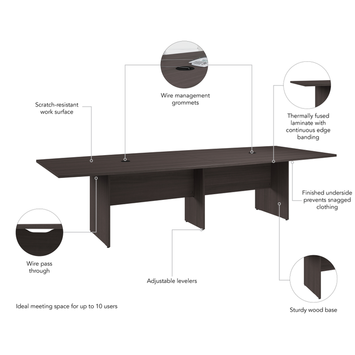 120-inch Office Conference Table with Wood Base