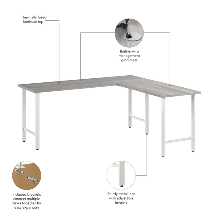 Hustle 72W x 24D L Shaped Computer Desk with Metal Legs