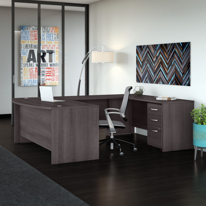 Studio C 72W x 36D U Shaped Desk with Mobile File Cabinet