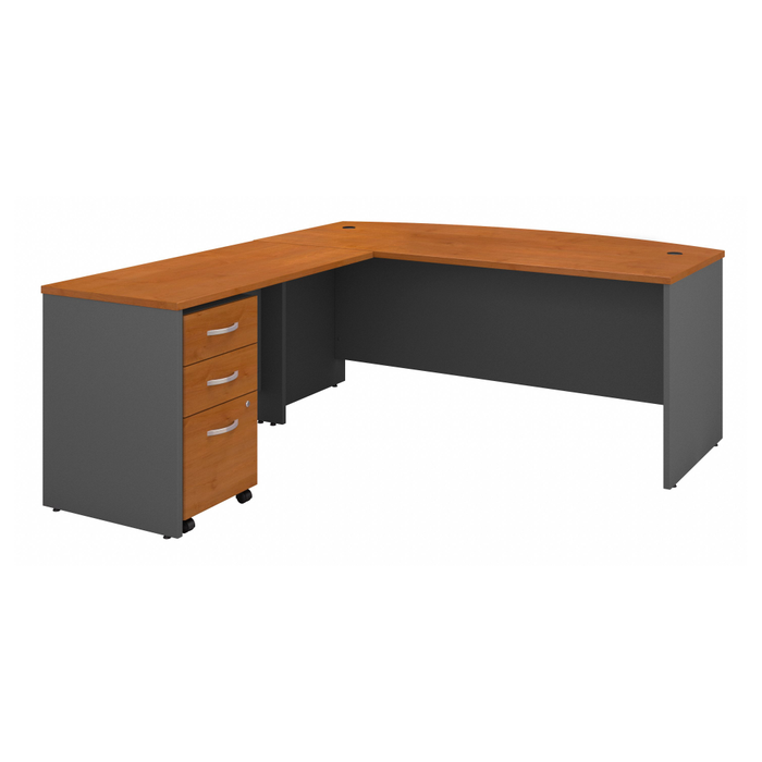 Series C 72W Bow Front L Shaped Desk with 48W Return and Mobile File Cabinet